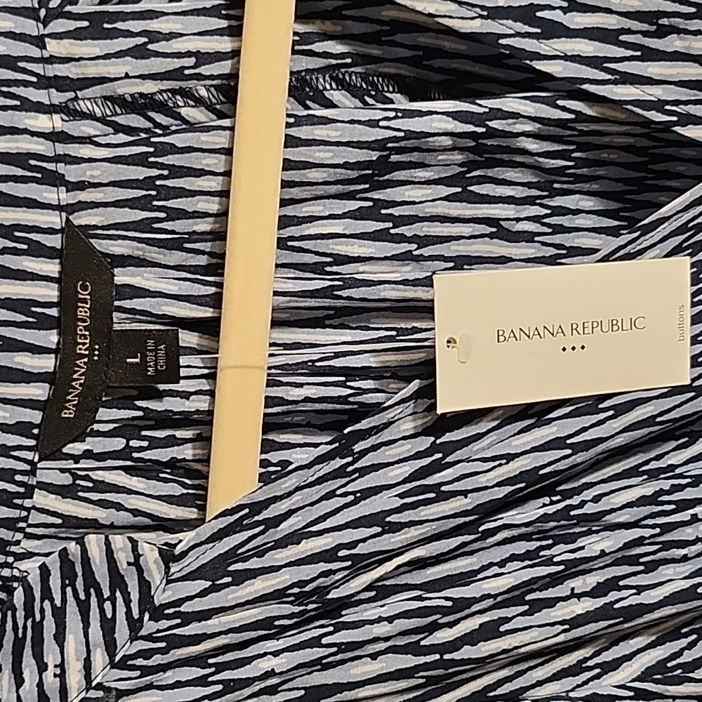 BANANA REPUBLIC L dress Blue With White - Picture 2 of 4